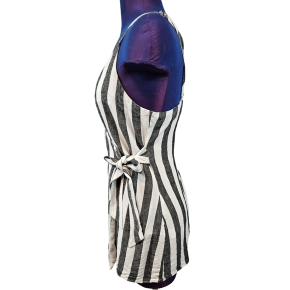 Pull & Bear Striped Linen Wrap Sleeveless Top Size Large Women's - Picture 3 of 9